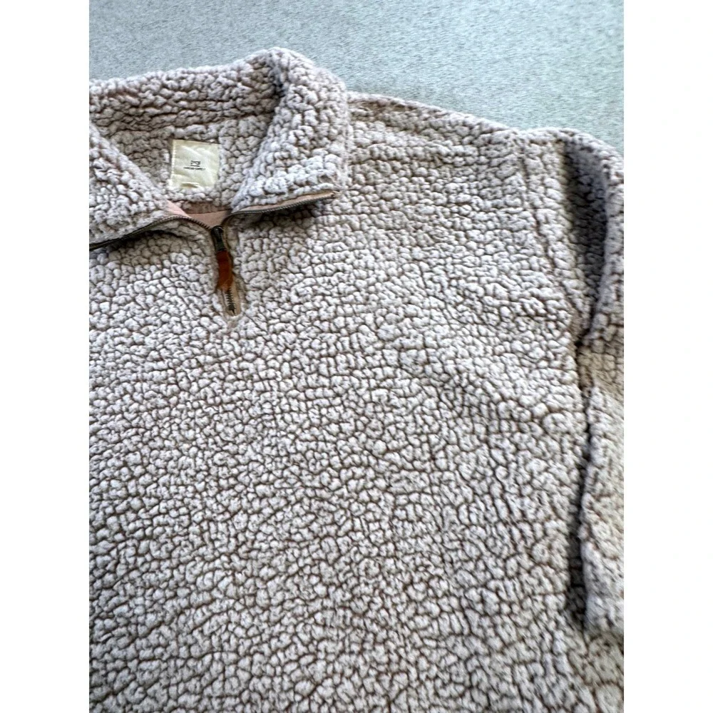 Thread & Supply Sherpa Pullover Womens XS Beige Quarter Zip‎ Teddy Fleece